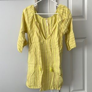 Free people yellow striped mini dress